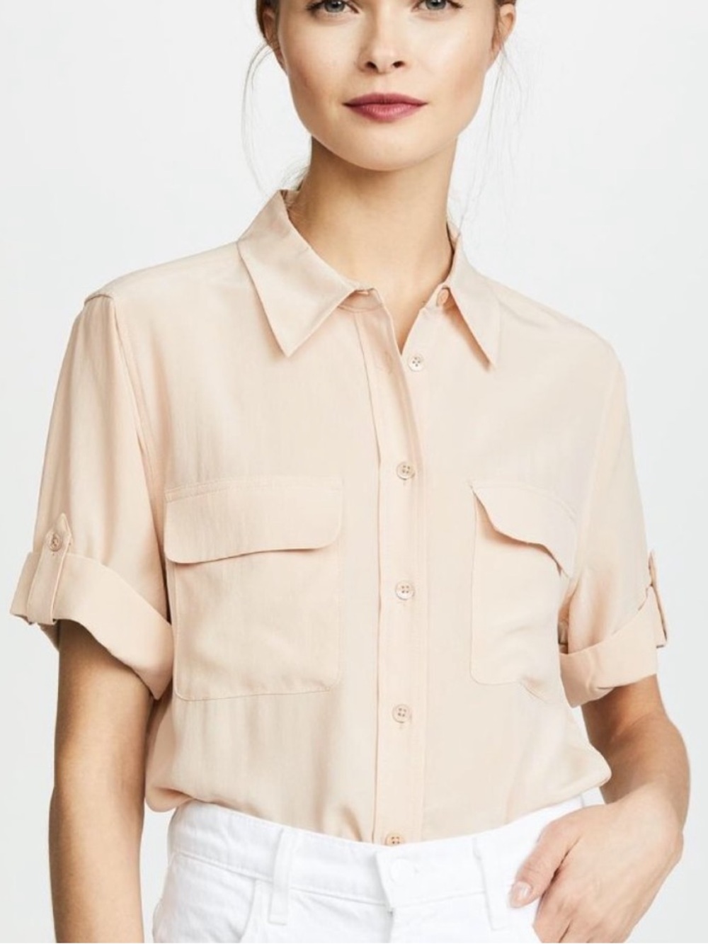 Equipment Slim Signature Short Sleeve Silk Blouse size L - Picture 2 of 7